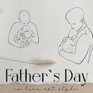 Día del padre line art svg, line art canva svg, padre y recién nacido line art licencia comercial png, eps, svg