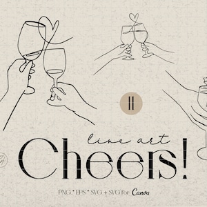Cheers SVG lijntekeningen vrouw, één lijntekening vrouwelijke lijntekeningen, commerciële licentie EPS, PNG en SVG voor Canva