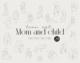 Mama svg, pregnancy line art, breastfeeding art, single line art, female line art commercial license Png, Eps, Dxf