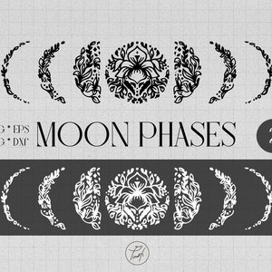 Mondphasen svg, boho svg, Mondphasen Vektor Formen, beliebte svg Dateien für Cricut, kommerzielle Lizenz Png, Eps, Dxf
