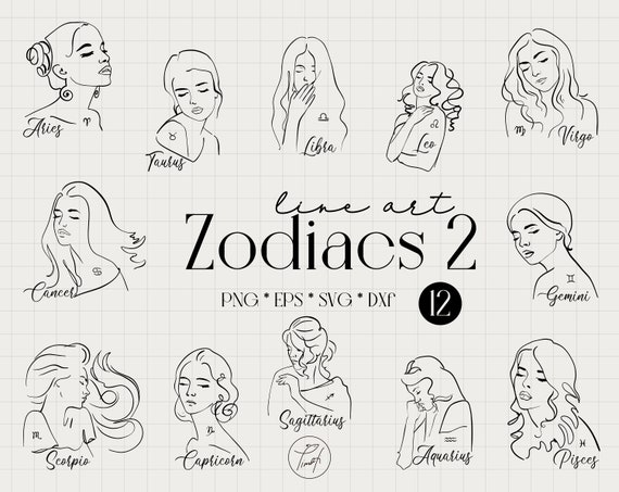 Zodiac svg line art face, aries svg, one Line Drawing woman celestial svg, single line art commercial license Png, Eps, Dxf