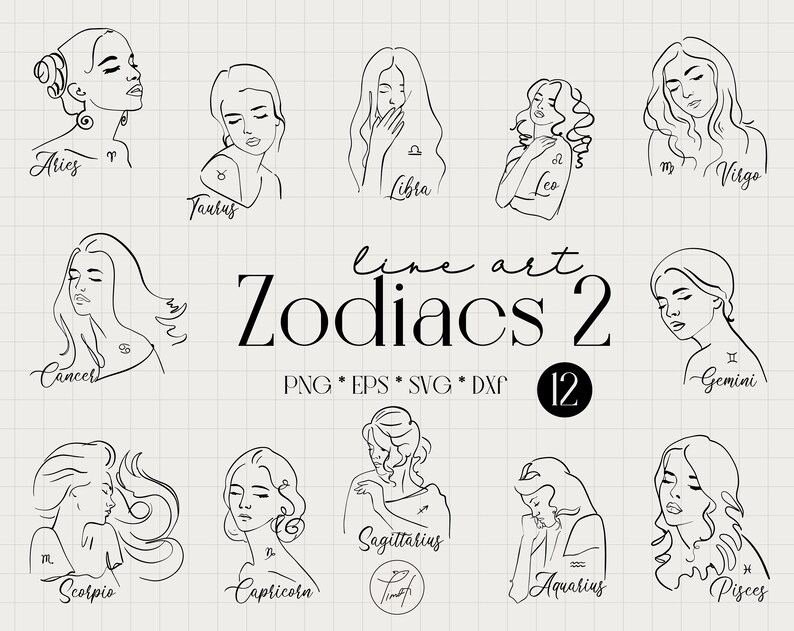 Zodiac svg line art face, aries svg, one Line Drawing woman celestial svg, single line art commercial license Png, Eps, Dxf image 1