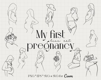 Mother line art svg, pregnancy line art canva svg, mothers day line art commercial license png, eps, svg