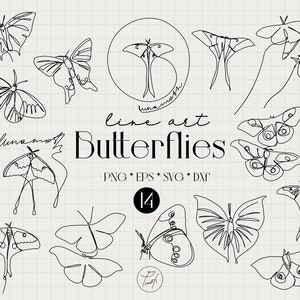 Butterfly line art boho svg, Insect clipart, luna moth one line drawing female line art , commercial license Png, Eps, Dxf