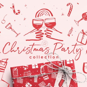 Imágenes prediseñadas de Navidad, papel digital de Navidad, imágenes prediseñadas de invierno, tarjetas de Navidad, invitaciones a fiestas de Navidad, descarga instantánea, licencia comercial