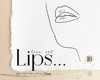 Lips svg, woman svg single line art, continuous line art commercial license png, eps, svg for Canva