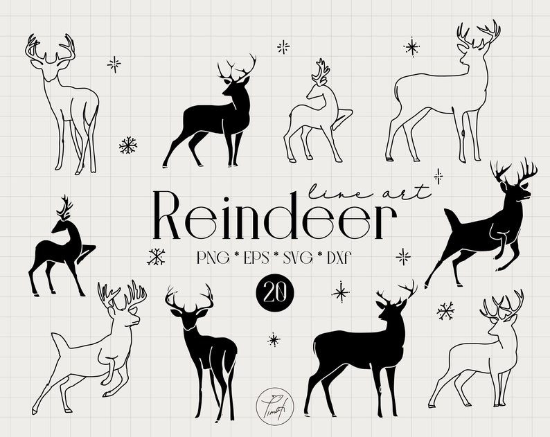 Reindeer svg Snowflake svg one line drawing popular svg ...