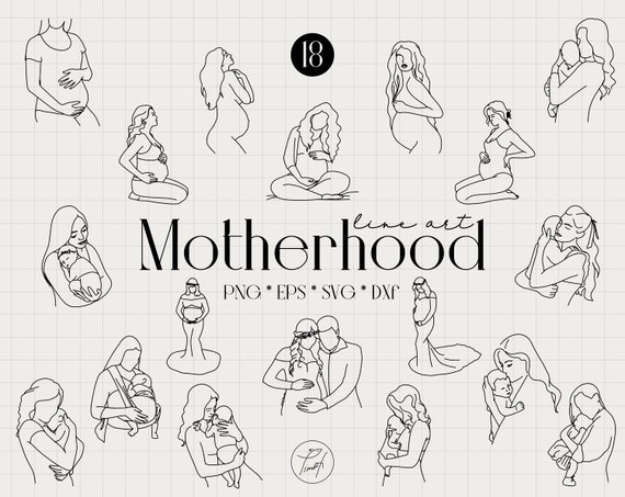 PNG Pregnant lady svg Newborn line art svg Pregnancy line drawing svg