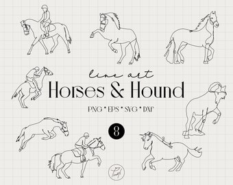 Horse svg single line art, horse clipart One Line Drawing, commercial license Png, Eps, Dxf