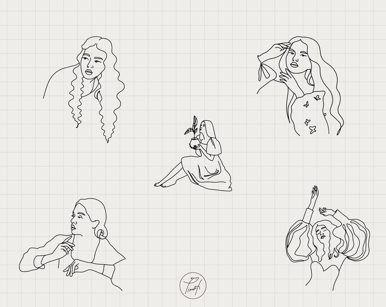 Female Line Art Face SVG Spring Svg Woman in Floral Line - Etsy