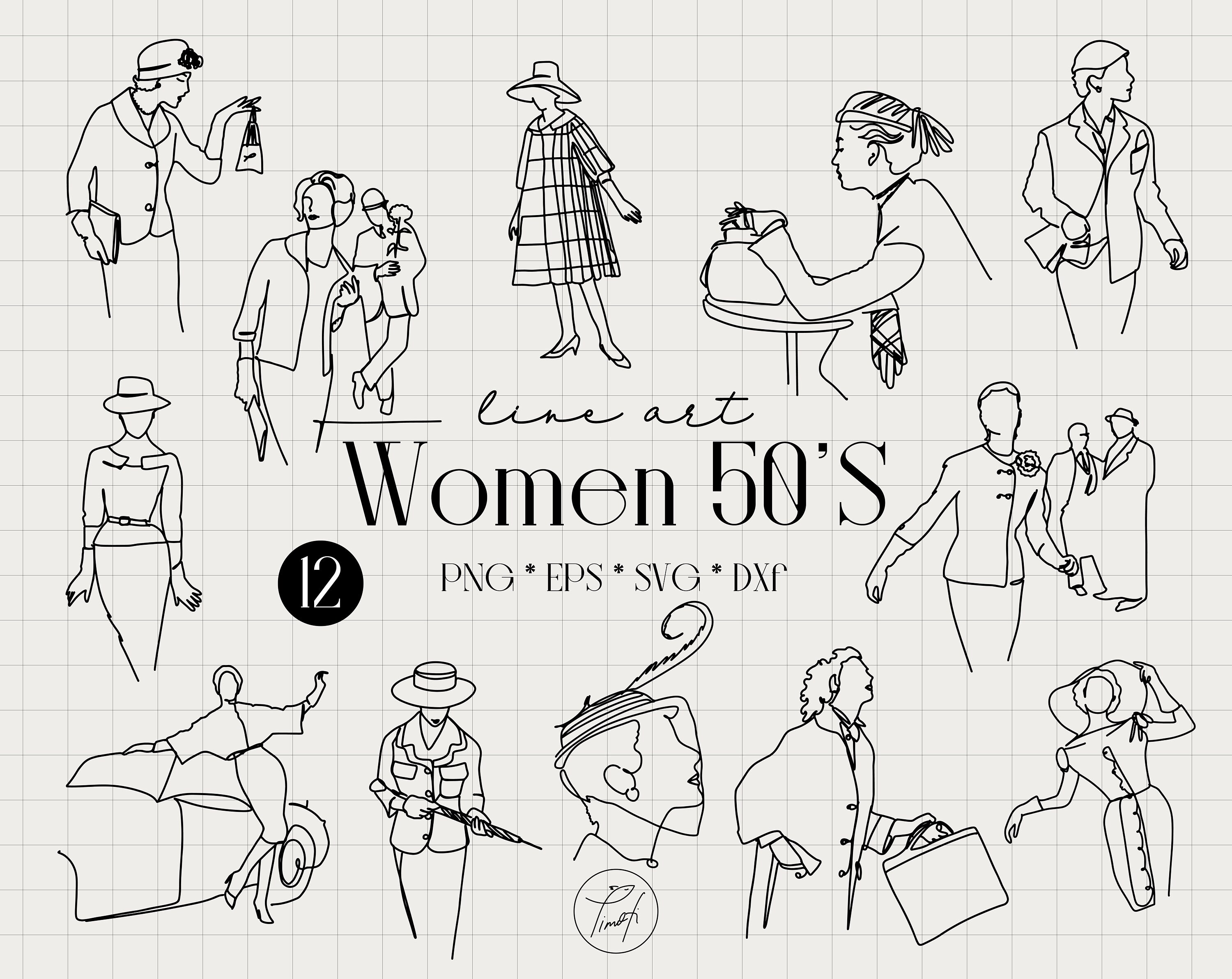 Download Woman Line Drawing Retro Svg Hand Drawn Line Svg Feminist Art Etsy