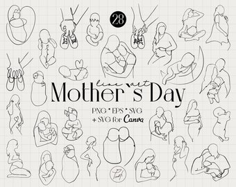 Mother line art svg, pregnancy line art canva svg, breastfeeding svg, mothers day line art commercial license png, eps, svg