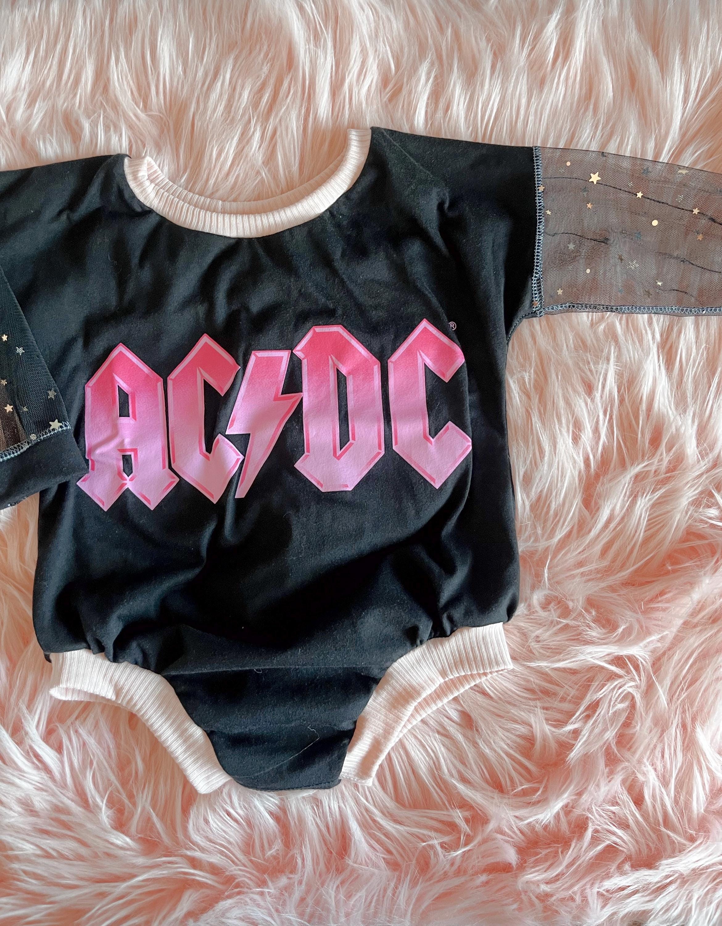 AC/DC romper  / toddler clothing/ baby clothing/ goth / boho / trendy / sparkle/ handmade/ custom baby clothes