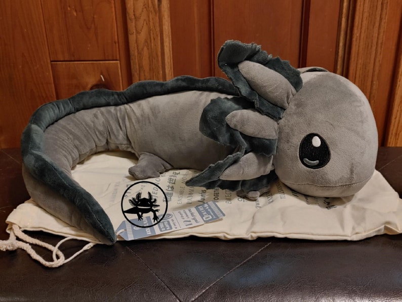 MELANOID Axolotl Large Weighted SUPER Plushie. A Big 26' Long and weighs 4 lbs! 