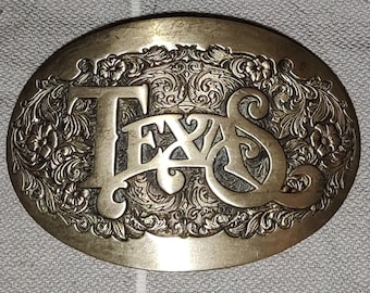 Texas Lone Star State Solid Brass Belt Buckle Vintage Western Style By ADM