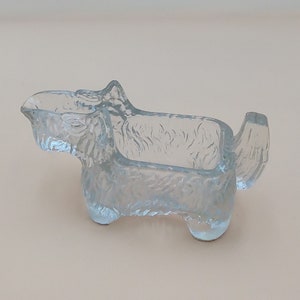 LE Smith Scottie Terrier Dog Pressed Glass Creamer Card Holder 1930s Vintage