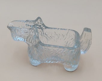 LE Smith Scottie Terrier Dog Pressed Glass Creamer Card Holder 1930s Vintage