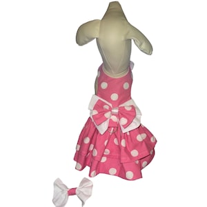 Dog dress Polka dots dog harness for small dogs with free hair bow-custom orders upon request custom pet clothes
