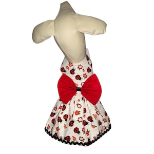 Adorable Ladybug Print Dog Dress – Handmade Pet Dress for Small Dogs | Cute Summer Dog Outfit | Dog Clothes for Girl Dogs