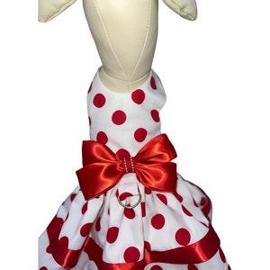 Dog dress Polka dots dog harness for small dogs with free hair bow-custom orders upon request custom pet clothes