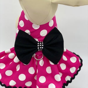 Dog dress Polka dots dog harness for small dogs with free hair bow-custom orders upon request custom pet clothes