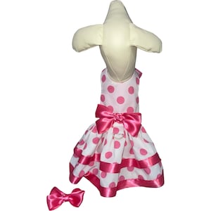 Dog dress Polka dots dog harness for small dogs with free hair bow-custom orders upon request custom pet clothes