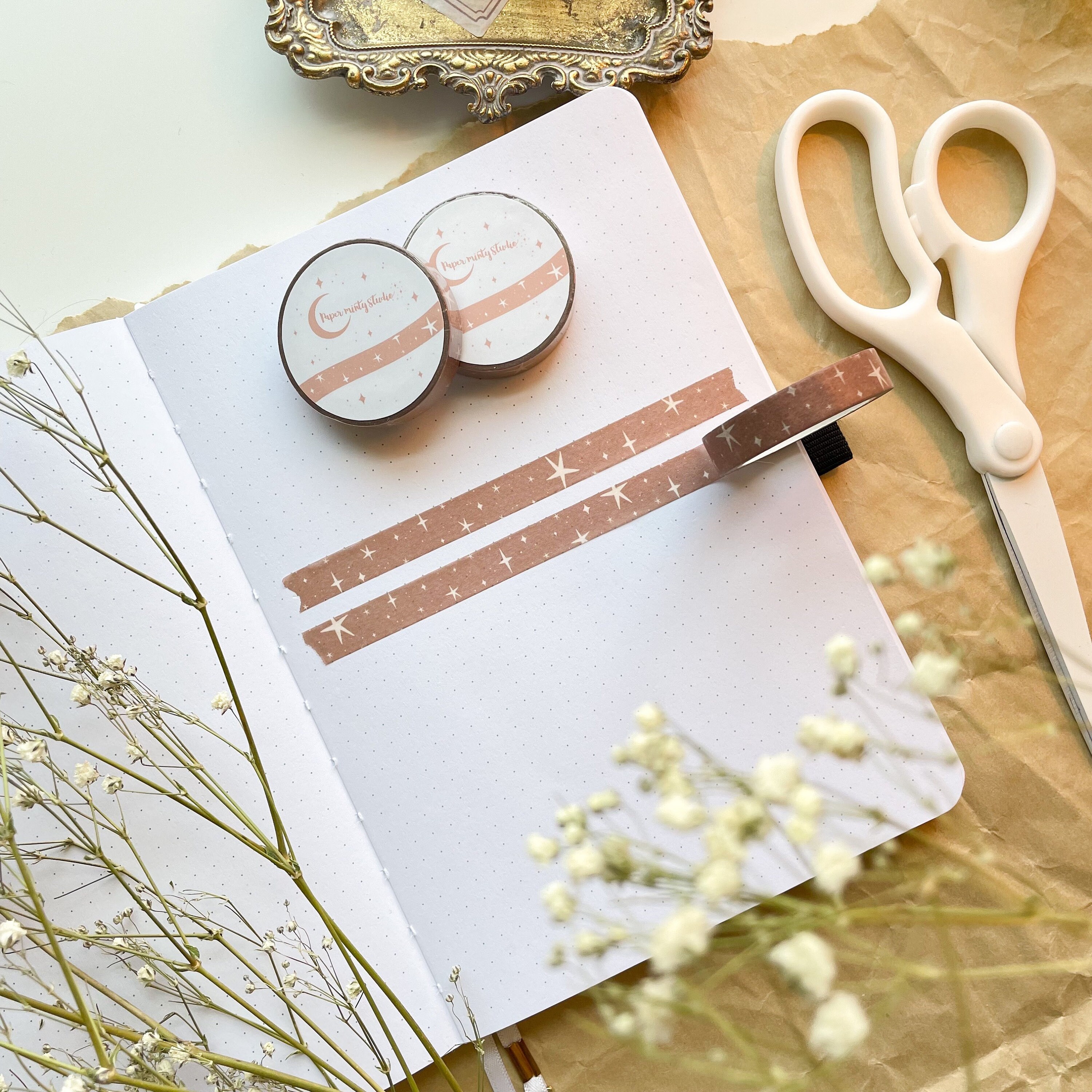 Nude Stars 10mm Washi Tape, Bujo Washi Tape, Planner Washi Tape, Bull…