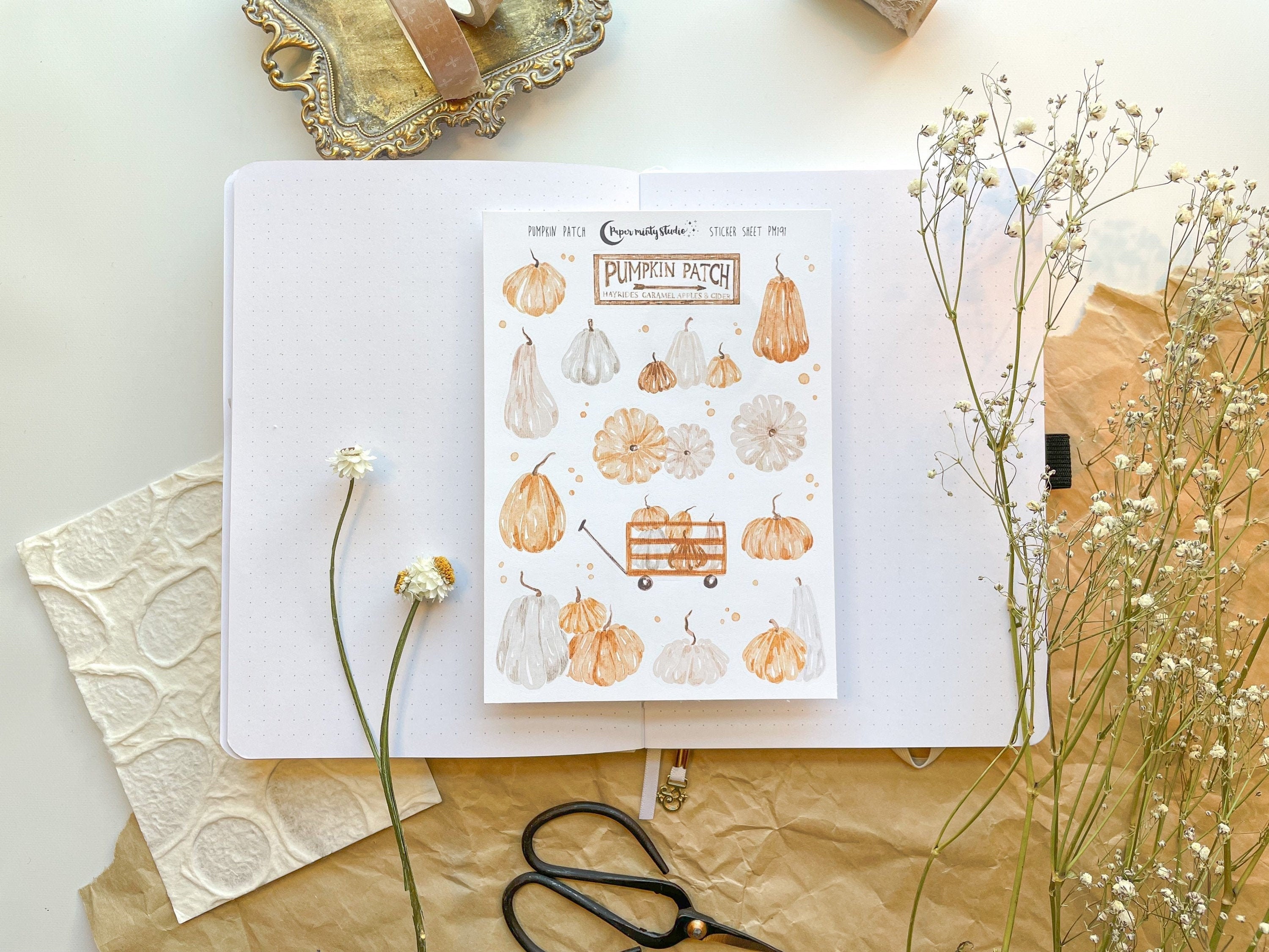 Pumpkin Patch Sticker Sheet, Bujo Stickers, Planner Stickers, Bullet …
