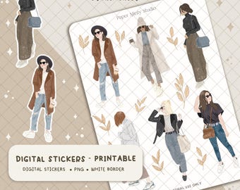 Girl Stickers Printable Stickers, GoodNotes Stickers, Fall Season Stickers, Fall stickers for planners, Digital file, Cricut