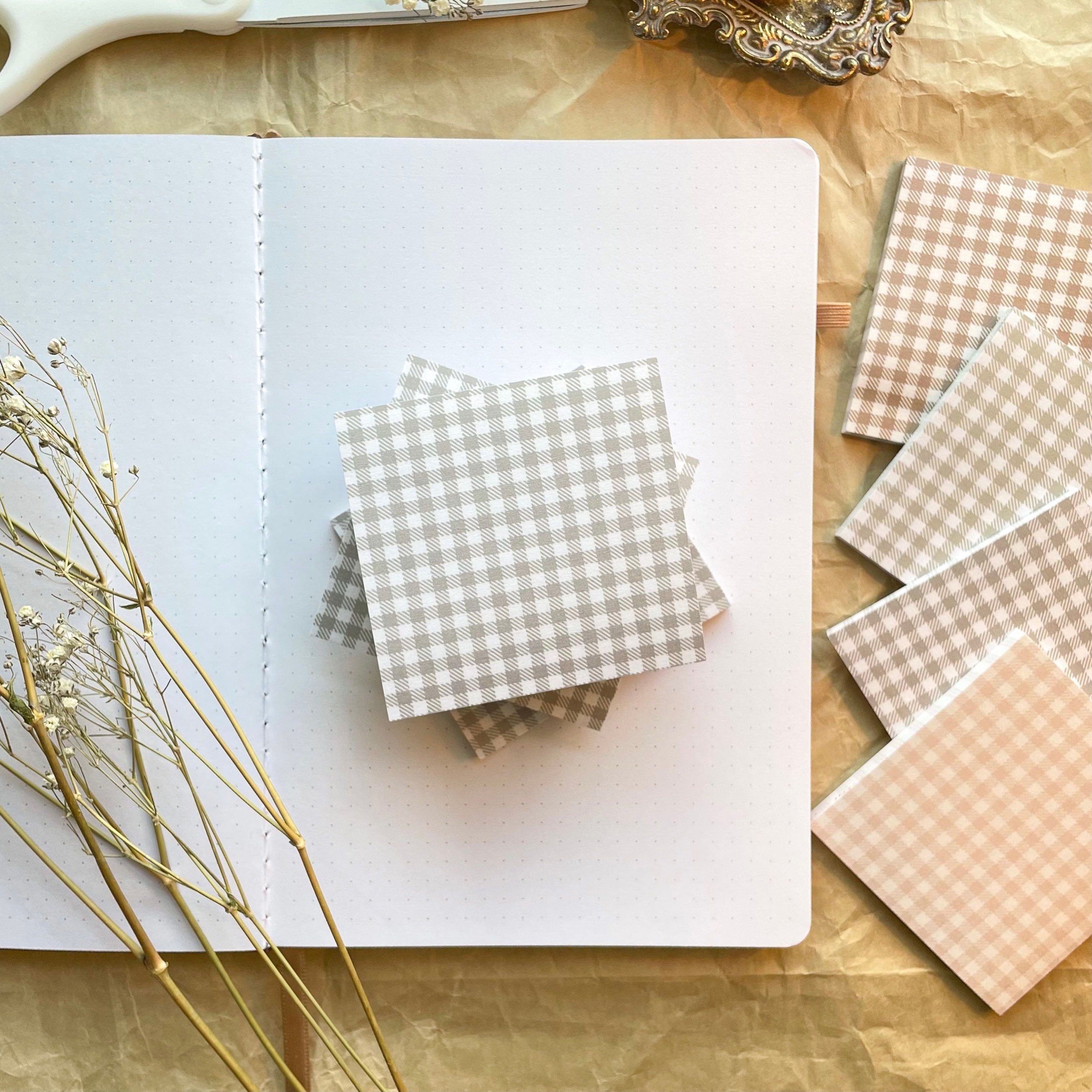 Gray Gingham Sticky Note, Notepads, Personalized, Sticky Note, Sticky…