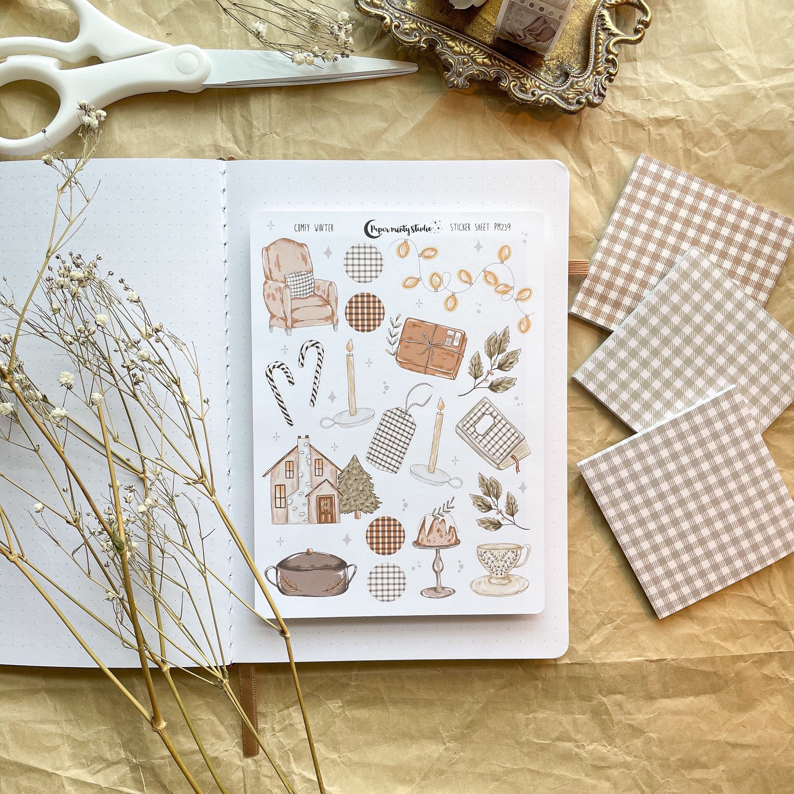 Comfy Winter Sticker Sheet, Bujo Stickers, Planner Stickers, Bullet J…