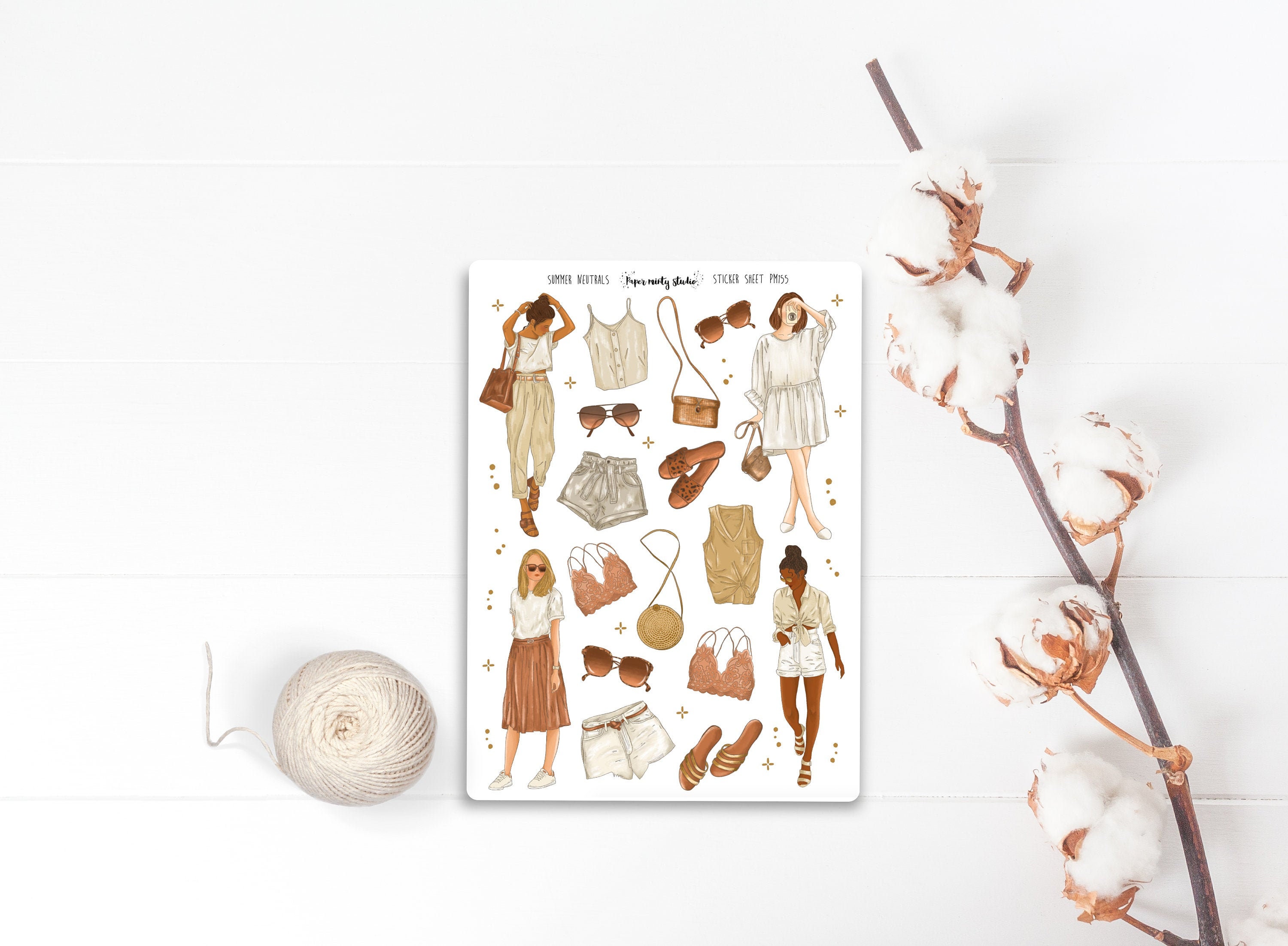Summer Neutrals Sticker Sheet, Bujo Stickers, Planner Stickers, Bulle…