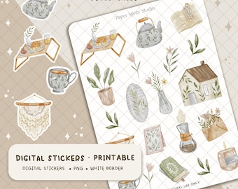 Sunday In Bed Printable Stickers, Cricut Stickers, GoodNotes Stickers, Fall Season Stickers, Fall stickers for planners, Digital file