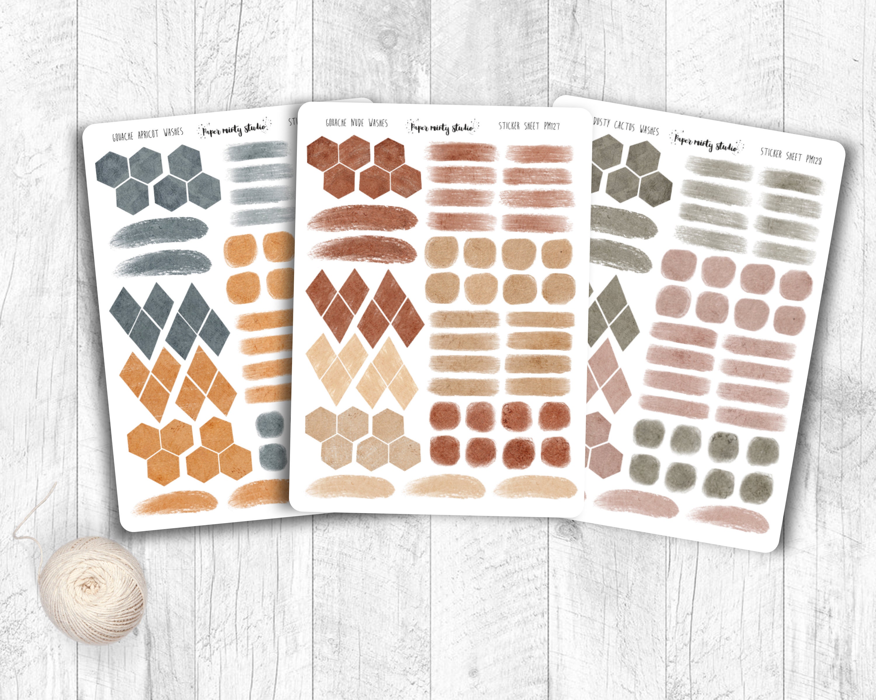 Gouache Washes and Strokes Sticker Sheet , Bujo Stickers, Planner Sti…