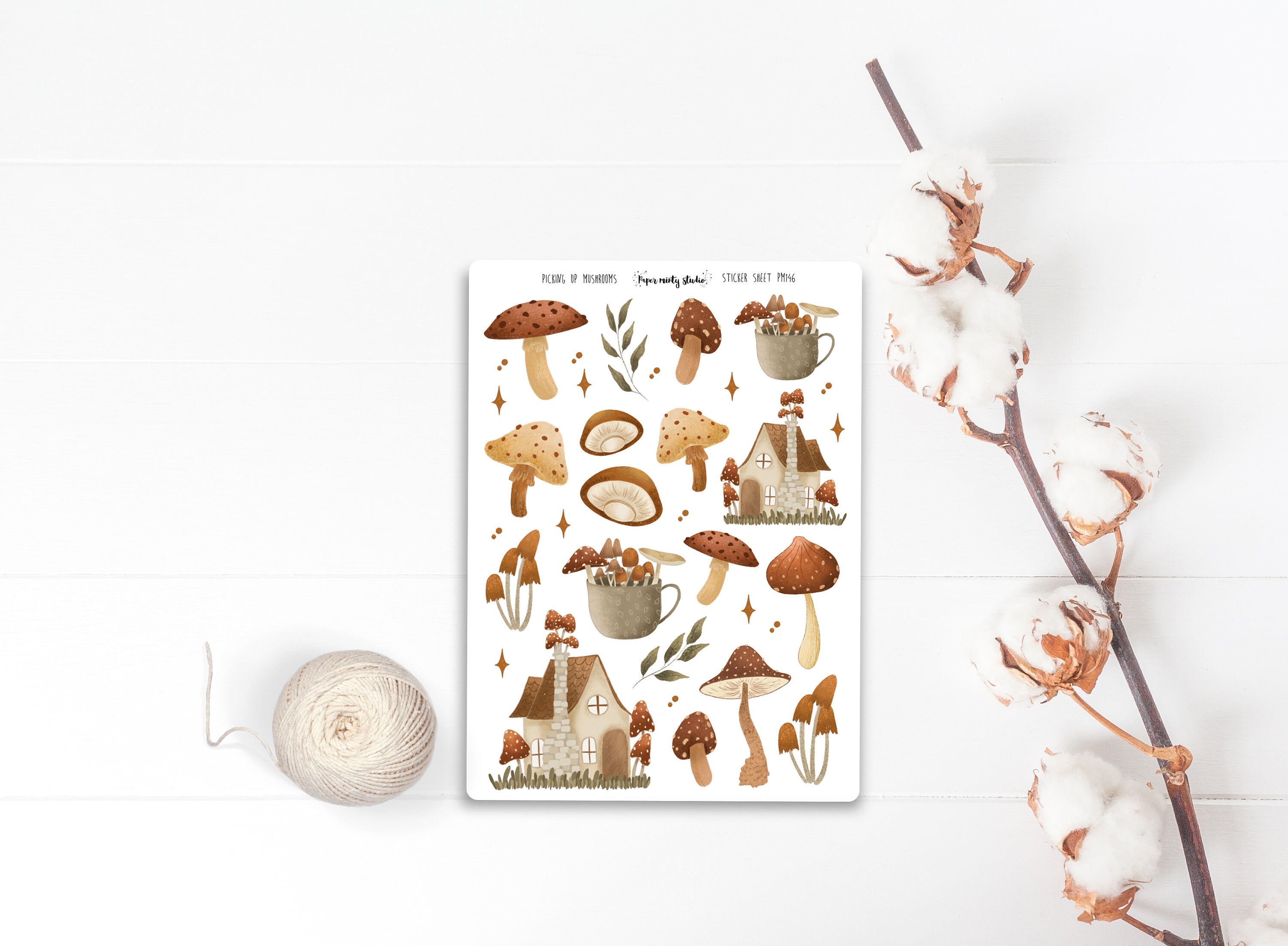 Fairytale Mushroom Sticker Sheet, Mushroom Bujo Stickers, Planner Sti…