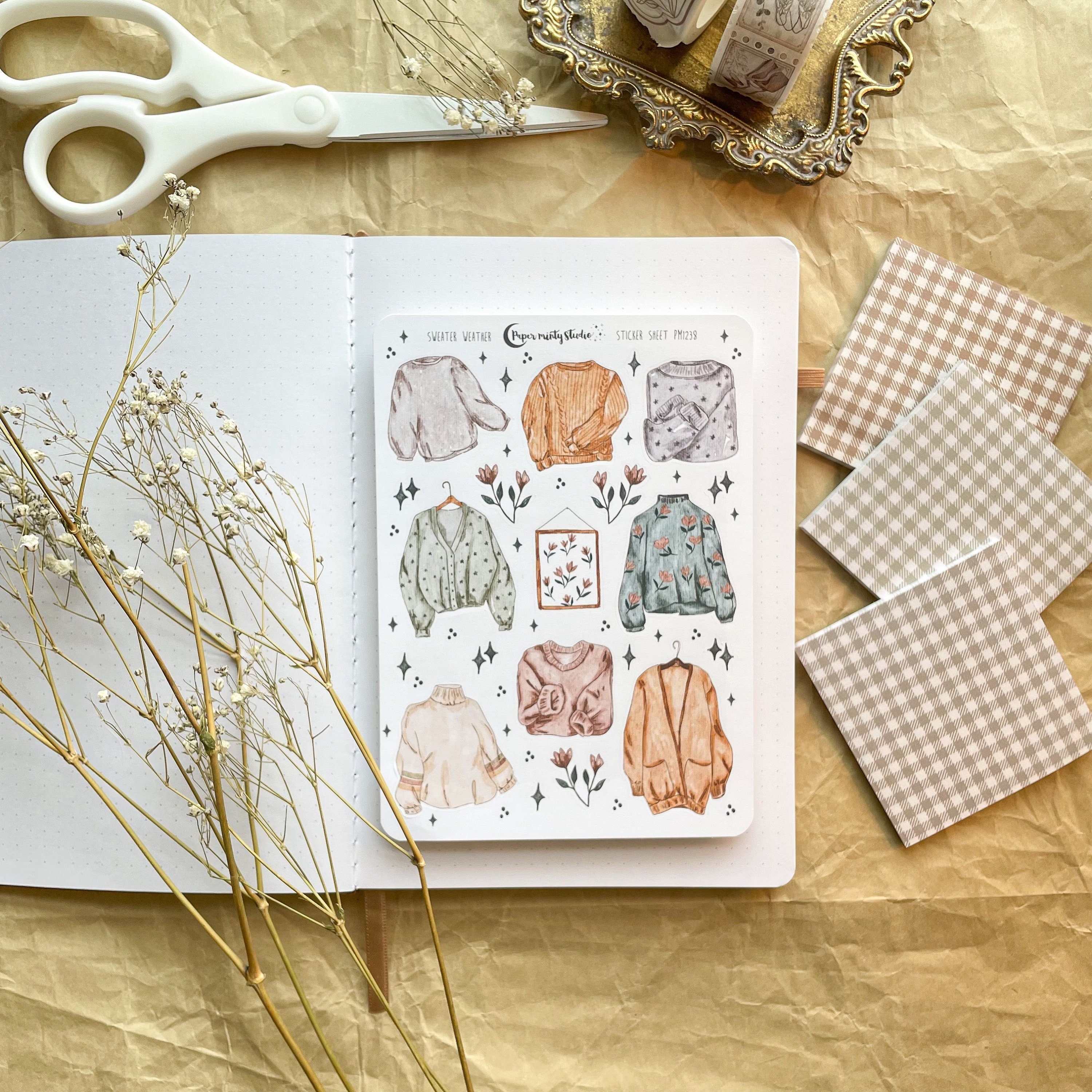 Sweater Weather Sticker Sheet, Bujo Stickers, Planner Stickers, Bulle…