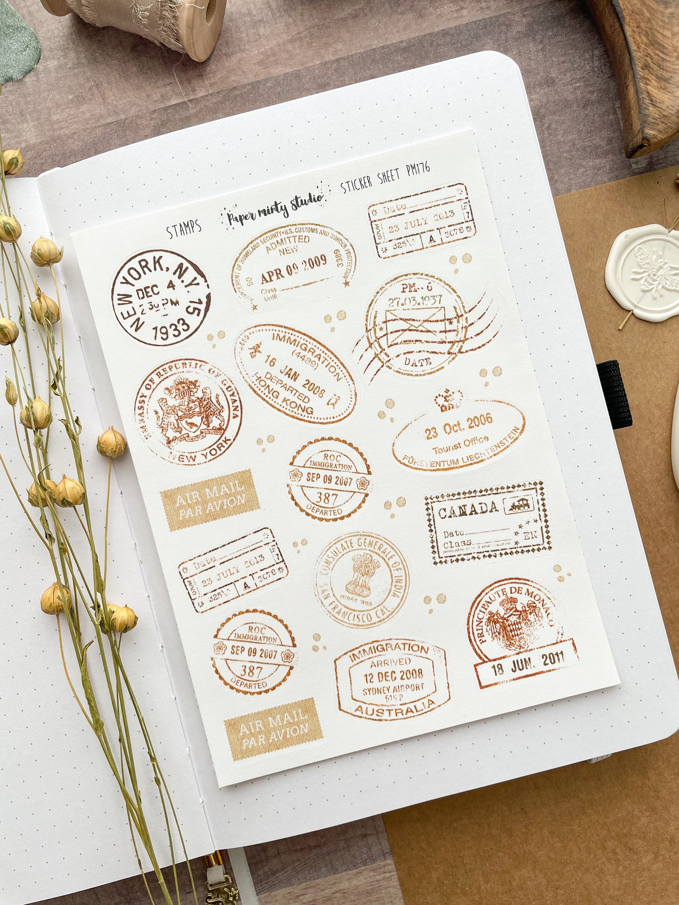 Stamp Sticker Sheet Bujo Stickers Planner Stickers Bullet | Etsy
