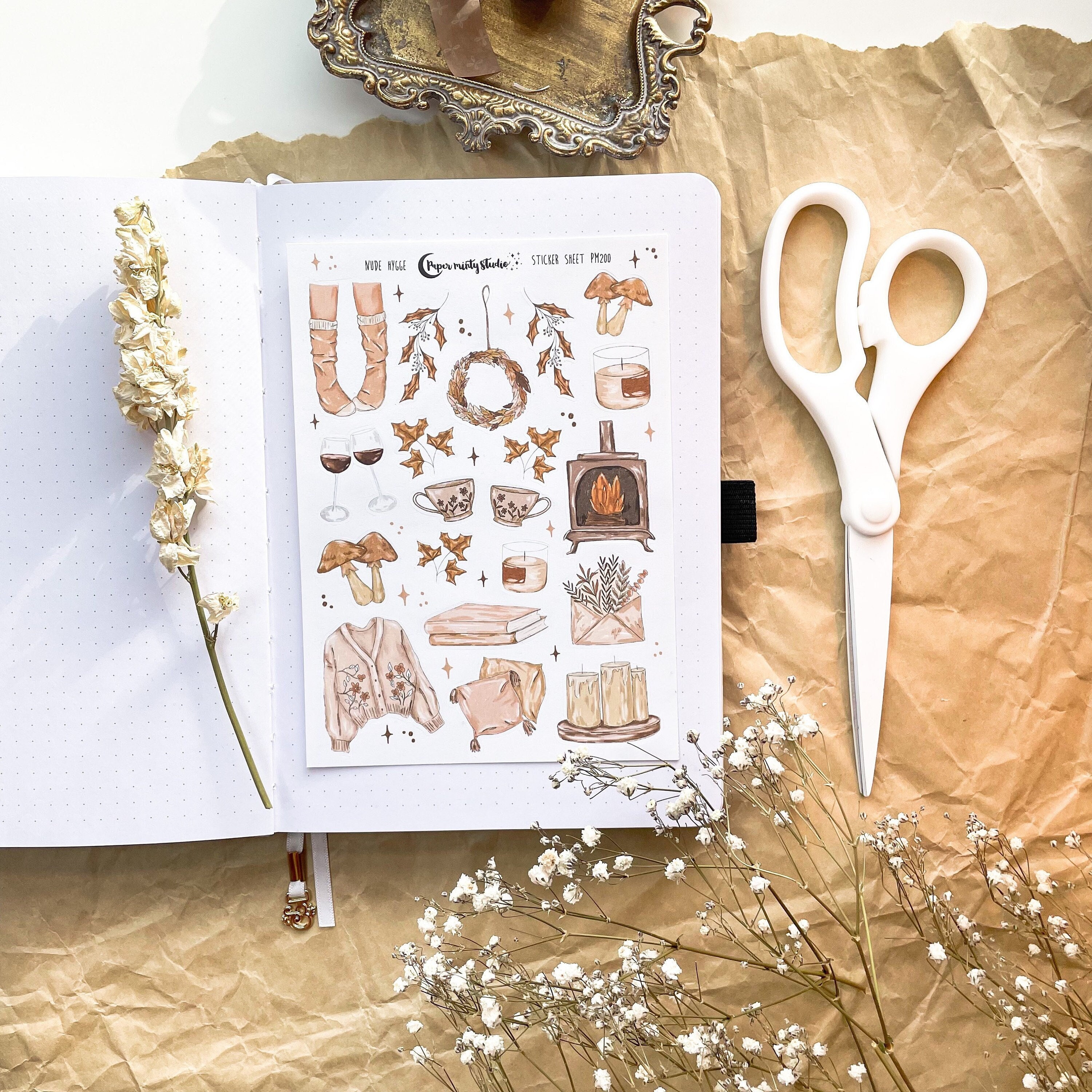 Nude Hygge Sticker Sheet, Bujo Stickers, Planner Stickers, Bullet Jou…