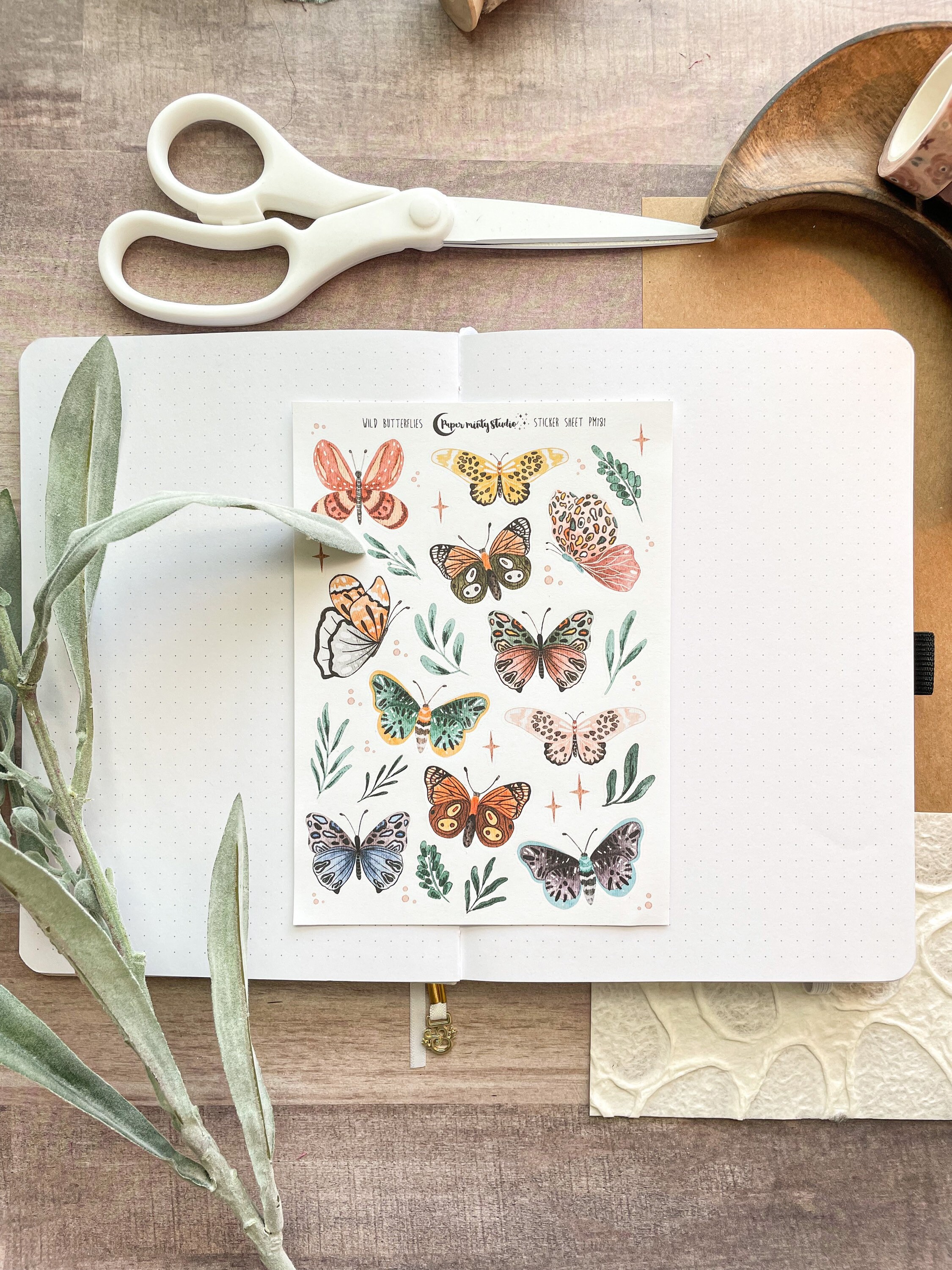 Watercolor Wild Butterflies Sticker Sheet, Bujo Stickers, Planner Sti…