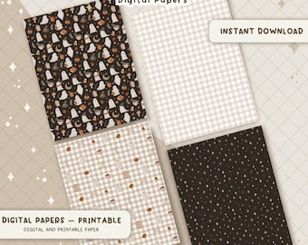 Halloween Digital Paper Printable, GoodNotes Stickers, Fall Season Stickers, Fall stickers for planners, Printable file