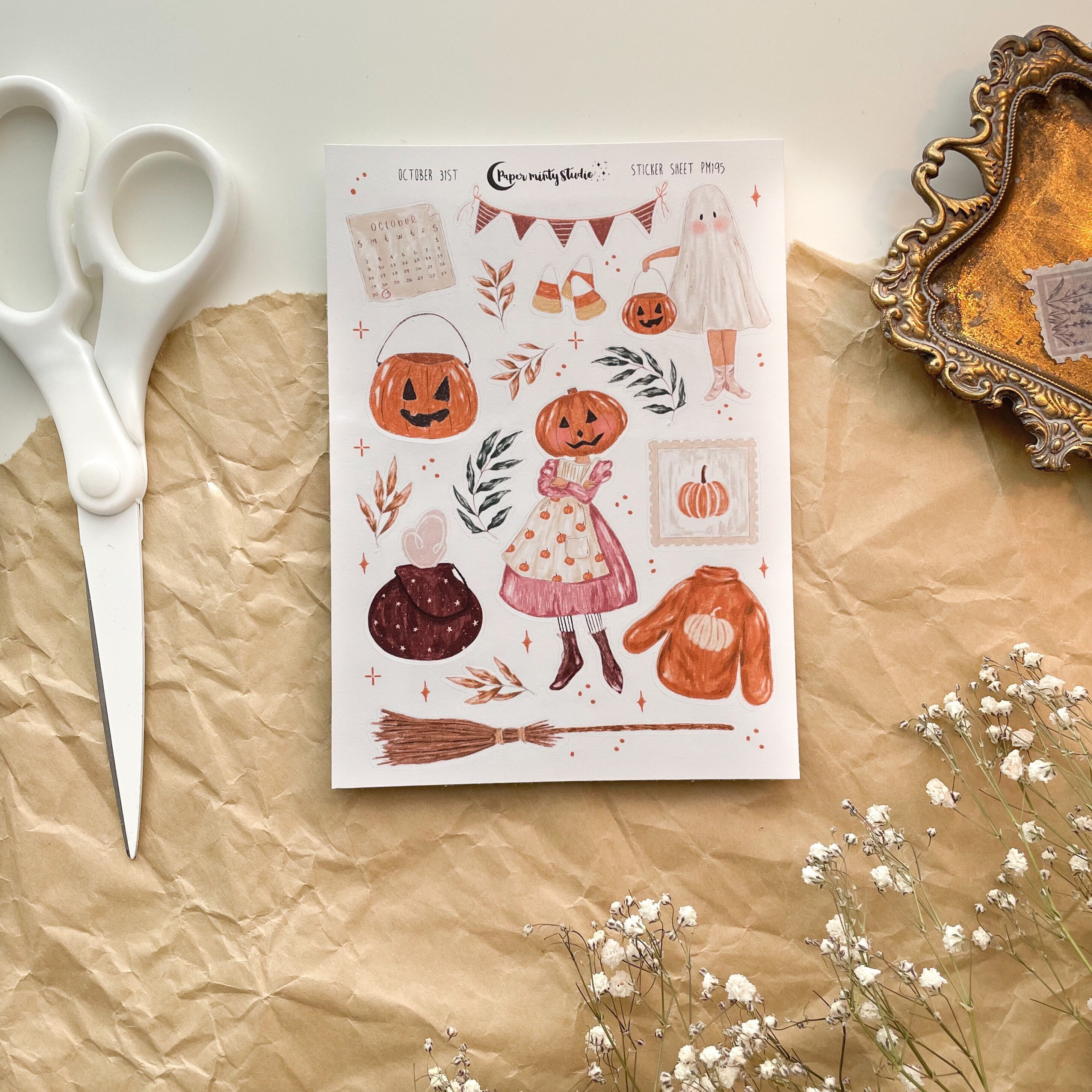 October 31st Halloween Sticker Sheet, Bujo Stickers, Planner Stickers…