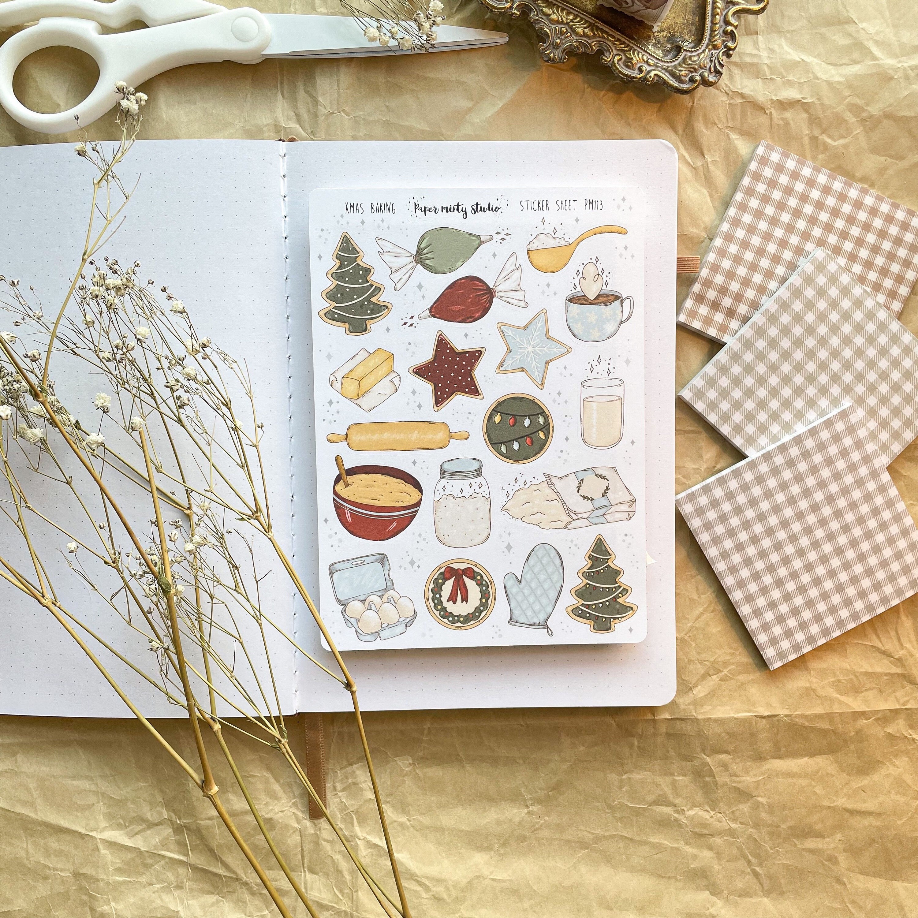 Xmas Baking Sticker Sheet, Bujo Stickers, Planner Stickers, Bullet Jo…