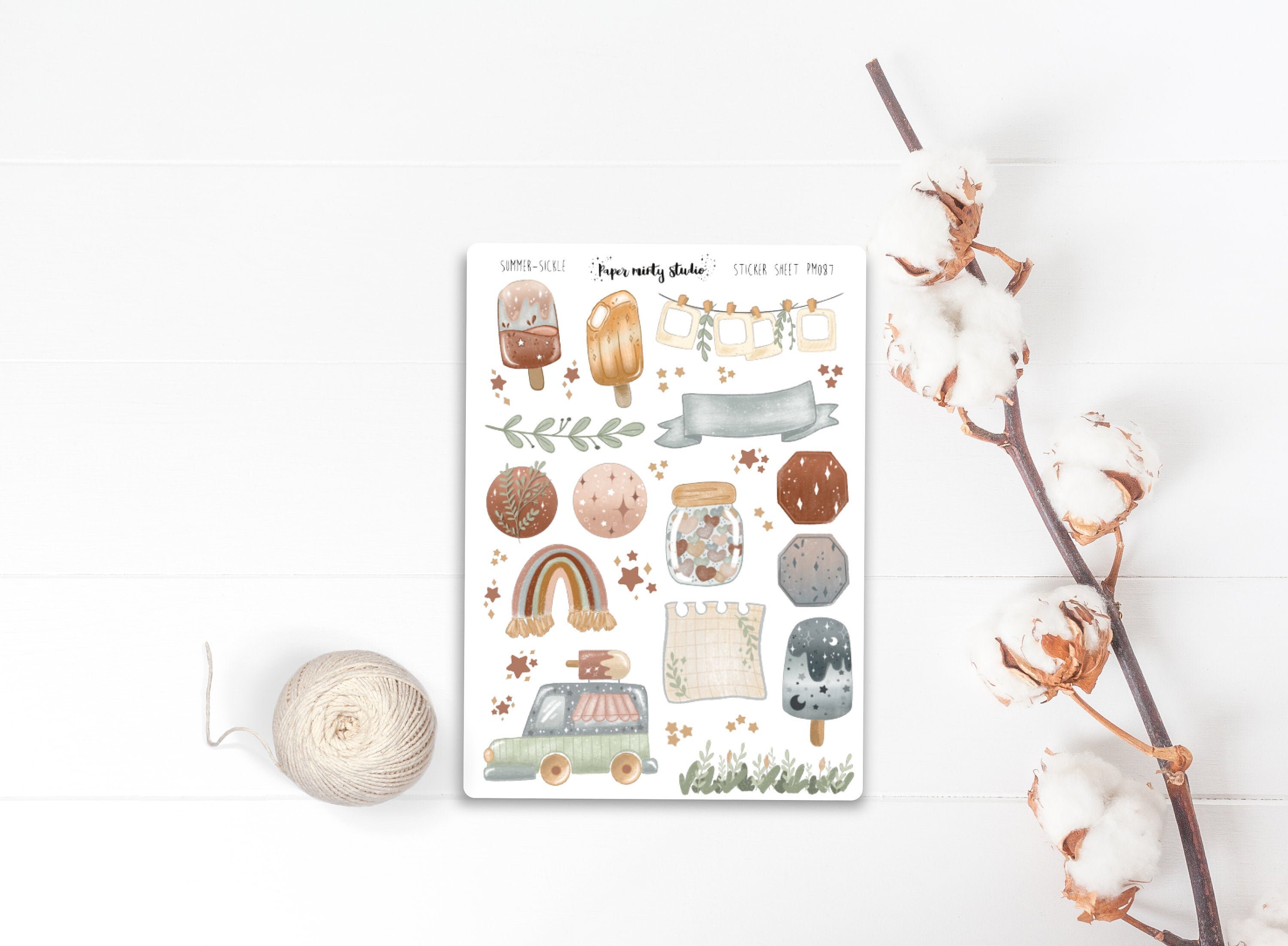 Summer-Sickle Sticker Sheet, Bujo Stickers, Planner Stickers, Bullet …