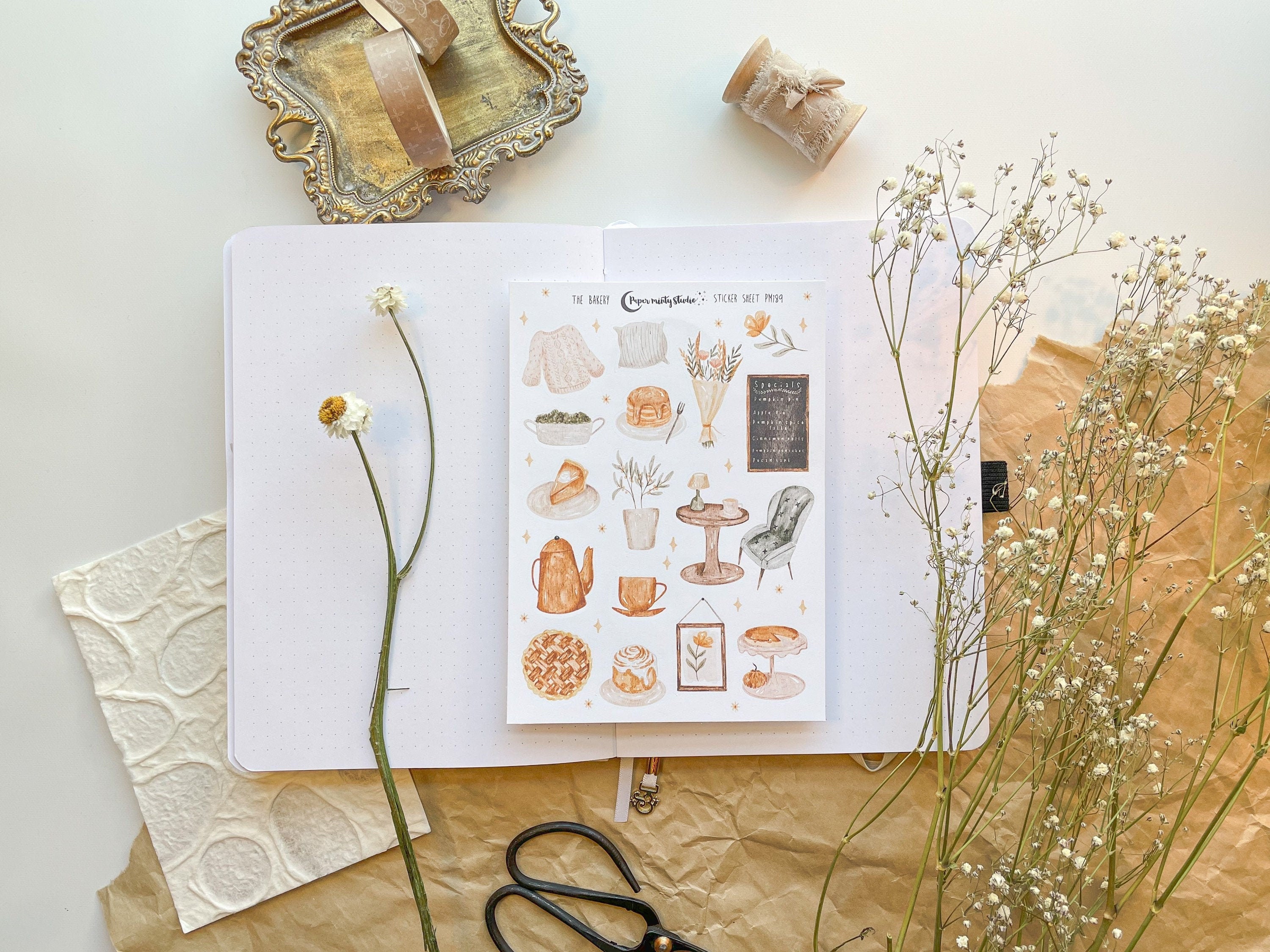 Fall Bakery Sticker Sheet, Bujo Stickers, Planner Stickers, Bullet Jo…