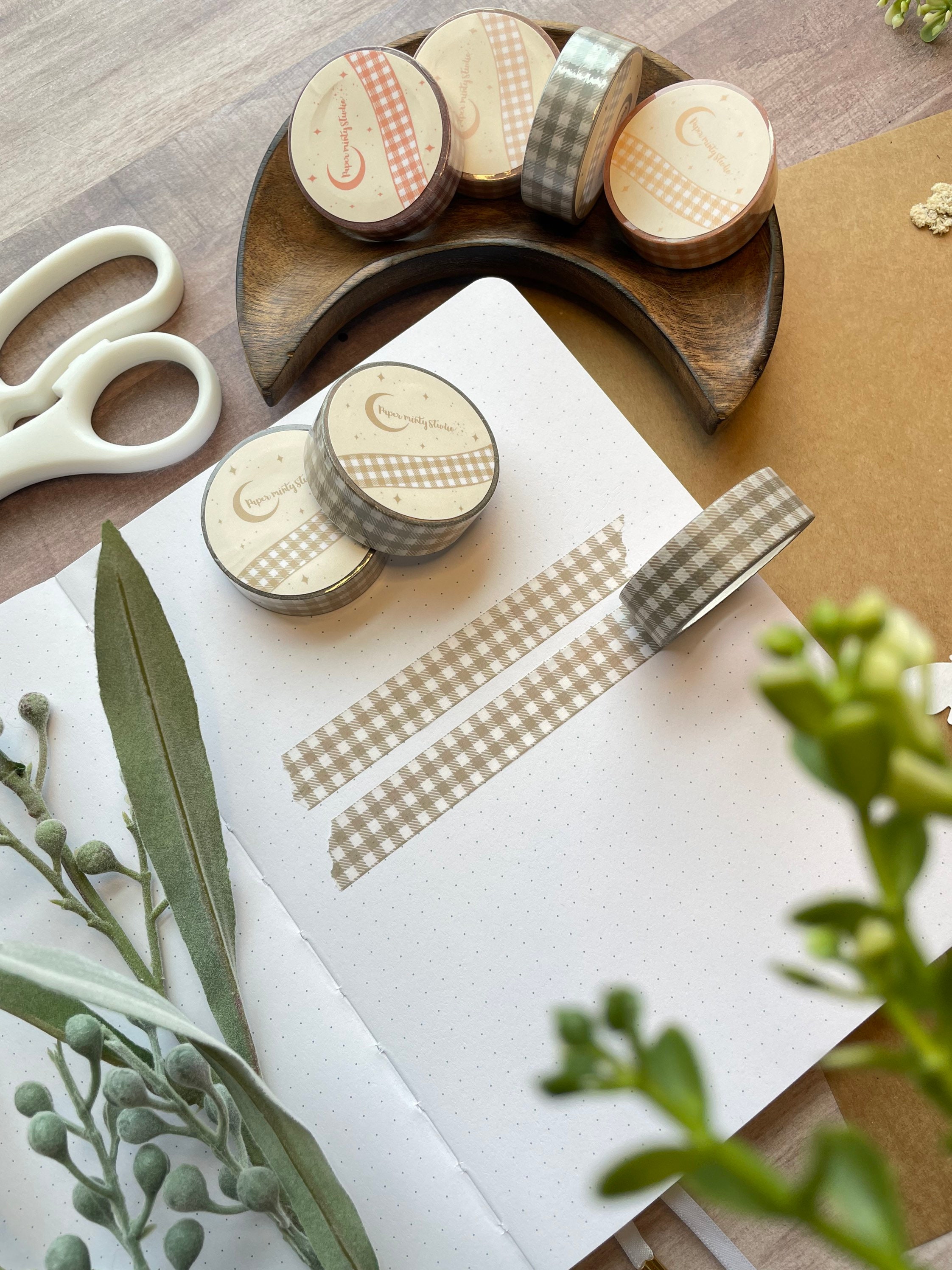Green Gingham Washi Tape, Bujo Washi Tape, Planner Washi Tape, Bullet…
