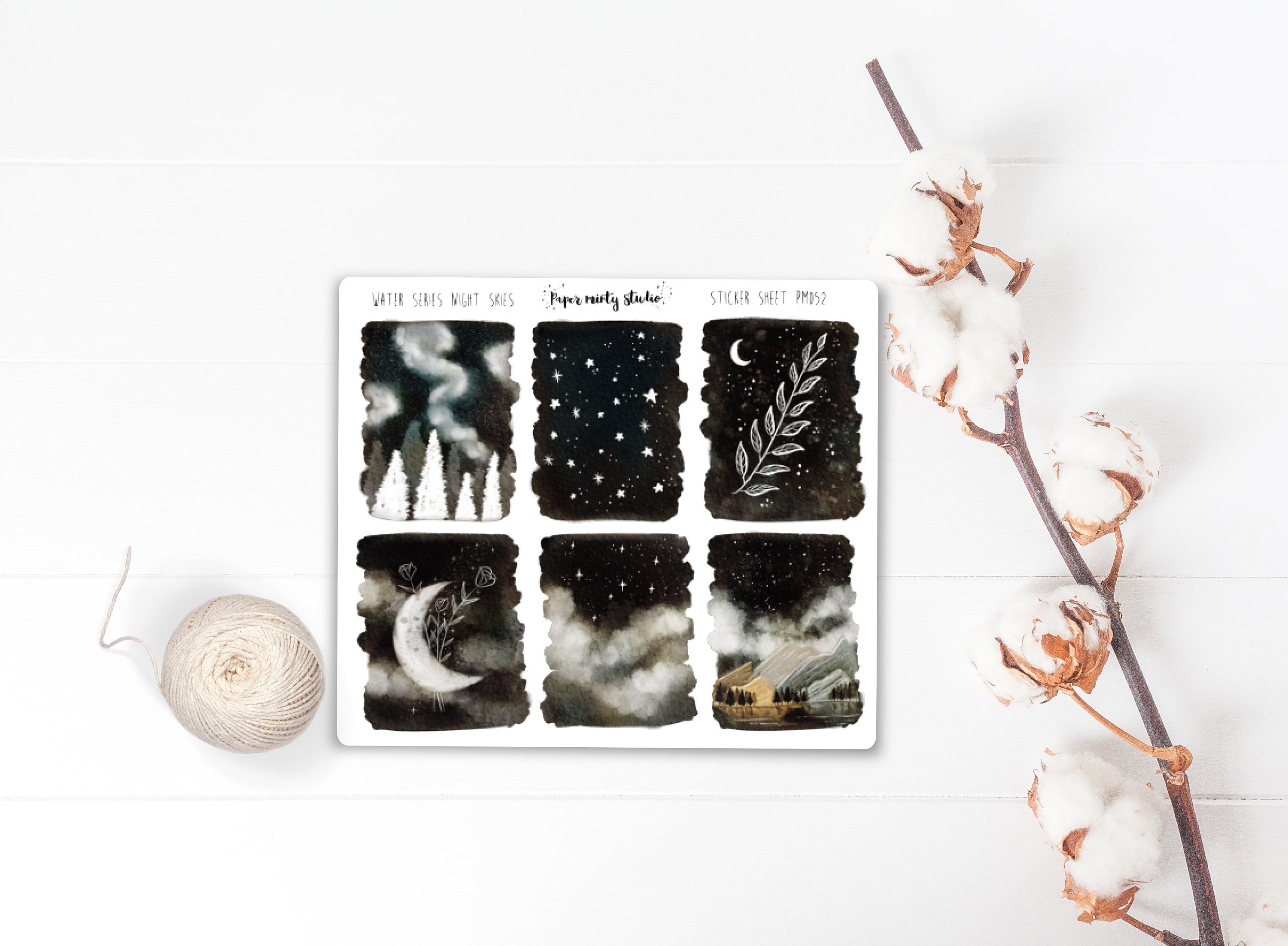 Night Skies Sticker Sheet, Bujo Stickers, Planner Stickers, Bullet Jo…