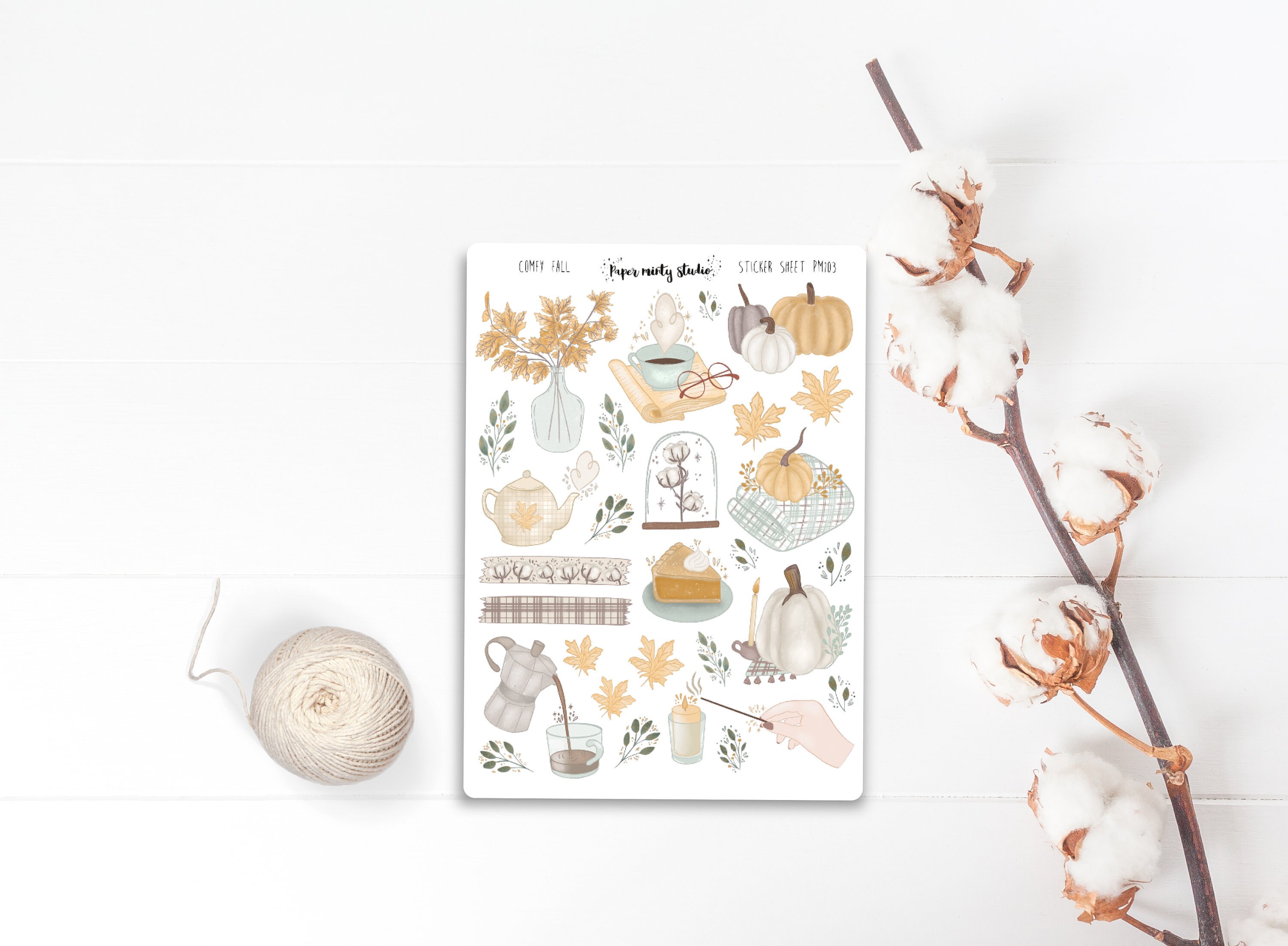 Comfy Fall Sticker Sheet, Bujo Stickers, Planner Stickers, Bullet Jou…