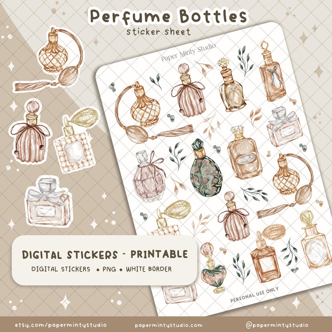 Perfume Bottles Printable Stickers, Cricut Stickers, Goodnotes Stickers ...