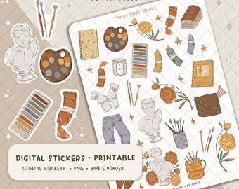Artist Supplies Printable Stickers, GoodNotes Stickers, Fall Season Stickers, Fall stickers for planners, Digital file, Cricut