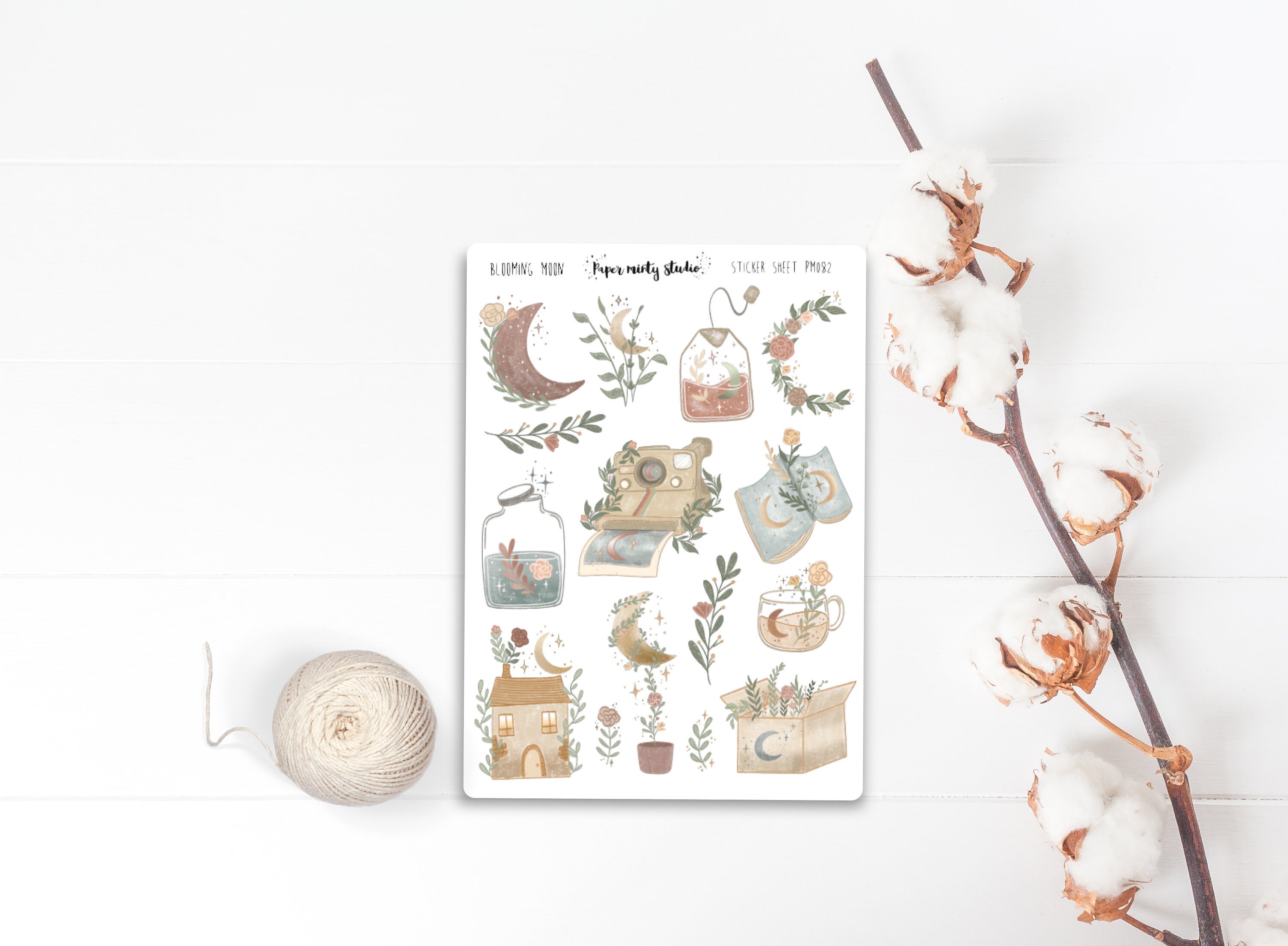Blooming Moon Sticker Sheet, Bujo Stickers, Planner Stickers, Bullet …